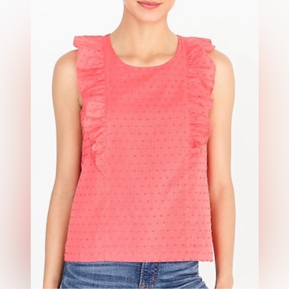 J.CREW FACTORY ruffle tank lined textured key hole button in back NEW size 10 - Picture 1 of 11